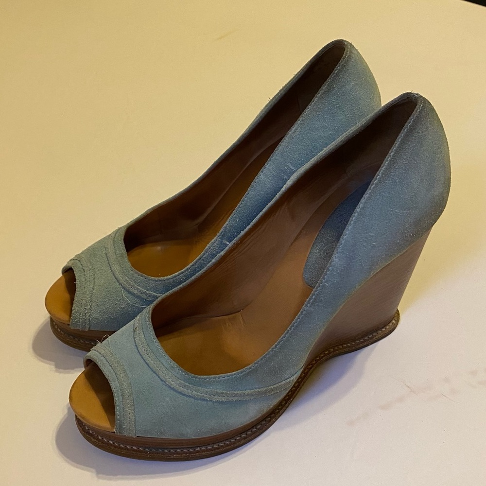 Michael Kors blue suede wedges